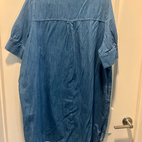 100% Cotton Denim Shirt Dress | Natural Fiber | Button Front | Short Sleeve - Picture 3 of 9